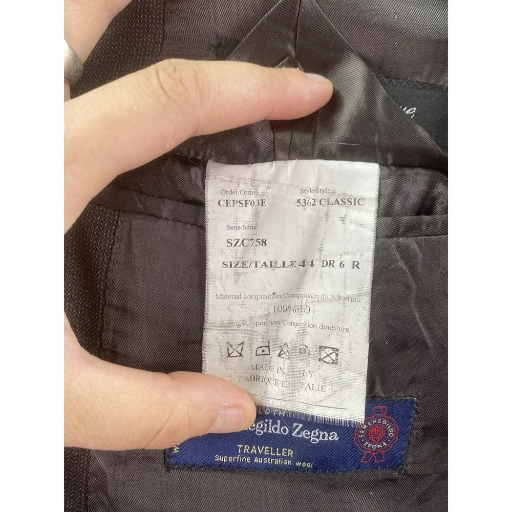 Ermenegildo Zegna Suit Jacket 44 R Taupe Wool Solid Saks Fifth Avenue Italy - Picture 13 of 14